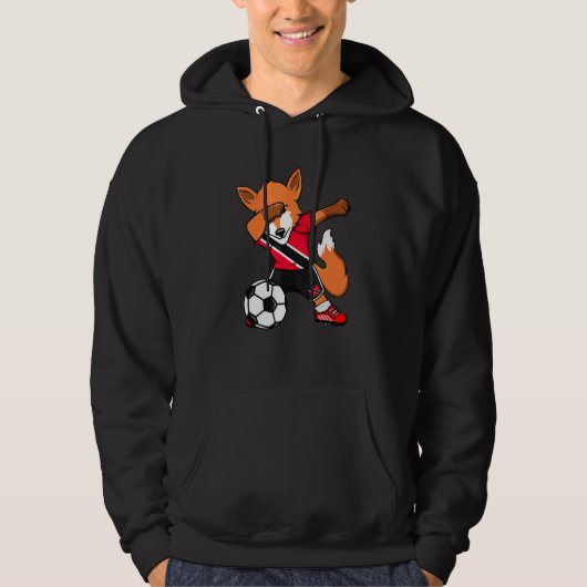 Dabbing Fox Trinidad en Tobago Soccer Fans Jersey Hoodie (Voorkant)