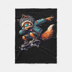 Dabbing Fox Wolf Halloween Trick or treat Boys Man Fleece Deken