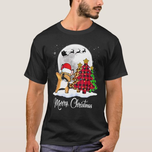 Dabbing Franse Bulldog Dab Dog Kerstboom Kerstmis T-shirt (Voorkant)
