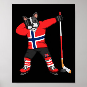 Dabbing Franse Bulldog Noorwegen IJshockeyfans Tru Poster