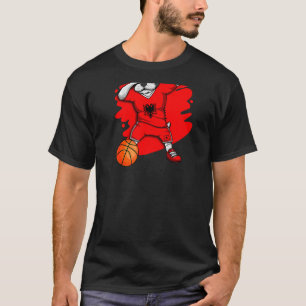 Dabbing French Bulldog Albanië Basketball Fan Jers T-shirt
