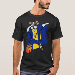 Dabbing French Bulldog Barbados Basketball Fan Jer T-shirt