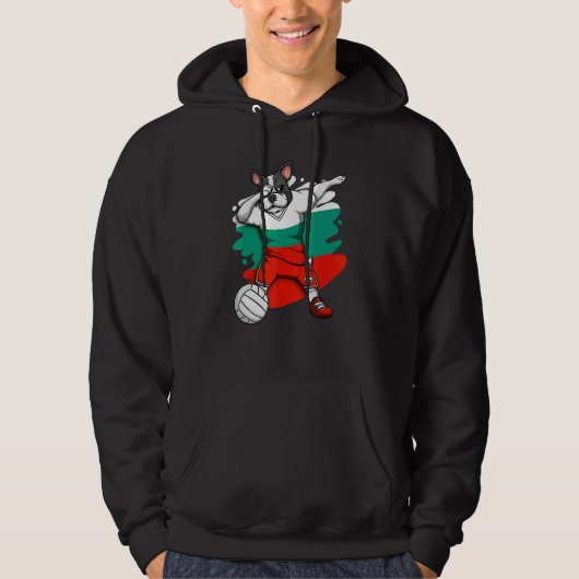 Dabbing French Bulldog Bulgaria Volleyball Fan Jer Hoodie (Voorkant)