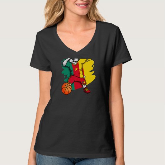 Dabbing French Bulldog Cameroon Basketball Fan Jer T-shirt (Voorkant)