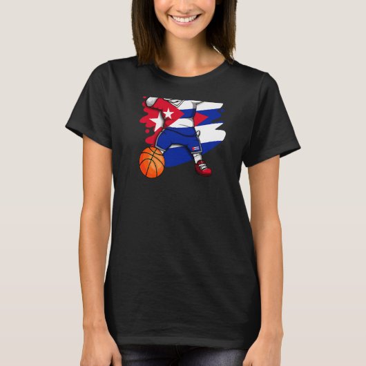 Dabbing French Bulldog Cuba Basketball Fan Jersey T-shirt (Voorkant)