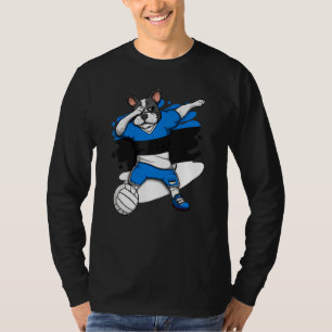 Dabbing French Bulldog Estonia Volleyball Fan Jers T-shirt