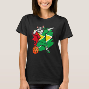 Dabbing French Bulldog Guyana Basketball Fan Jerse T-shirt