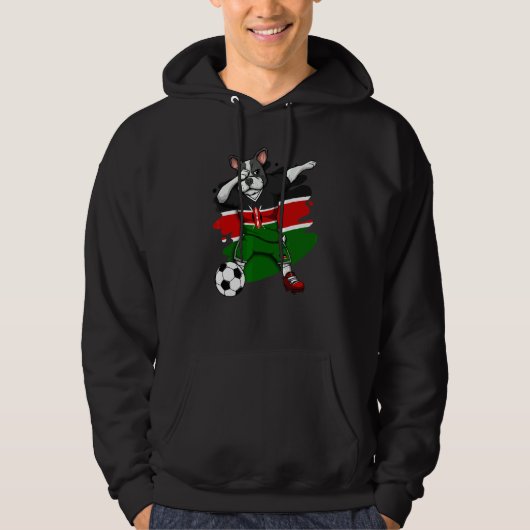Dabbing French Bulldog Kenya Soccer Fans Jersey Fo Hoodie (Voorkant)