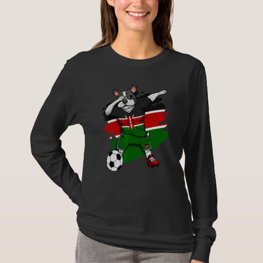 Dabbing French Bulldog Kenya Soccer Fans Jersey Fo T-shirt (Voorkant)