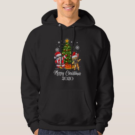 Dabbing French Bulldog Kerstkerstmis Hoodie (Voorkant)