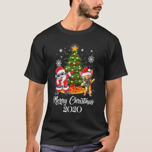 Dabbing French Bulldog Kerstkerstmis T-shirt (Voorkant)