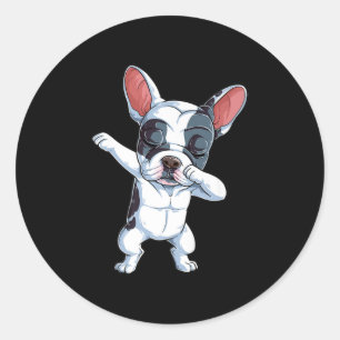 Dabbing French Bulldog Kinder Boys Hondenliefhebbe Ronde Sticker
