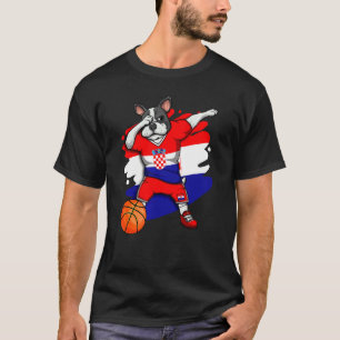 Dabbing French Bulldog Kroatië Basketball Fan Jers T-shirt