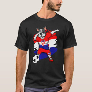 Dabbing French Bulldog Kroatië Soccer Fans Jersey T-shirt