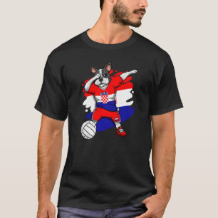 Dabbing French Bulldog Kroatië Volleyball Fan Jers T-shirt