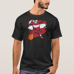 Dabbing French Bulldog Letland Basketball Fan Jers T-shirt