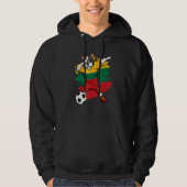 Dabbing French Bulldog Lithuania Soccer Fan Jersey Hoodie (Voorkant)