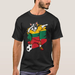 Dabbing French Bulldog Lithuania Soccer Fan Jersey T-shirt