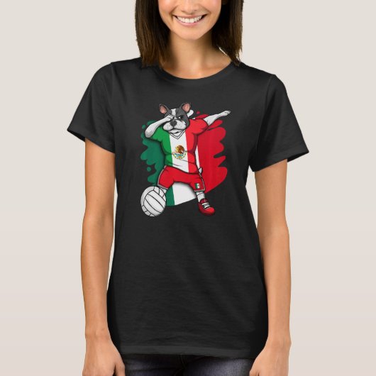 Dabbing French Bulldog Mexico Volleyball Fan Jerse T-shirt (Voorkant)