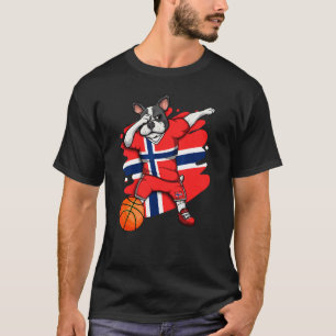 Dabbing French Bulldog Noorwegen Basketball Fan Je T-shirt