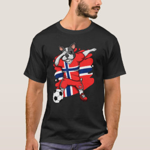 Dabbing French Bulldog Norway Soccer Fans Jersey F T-shirt