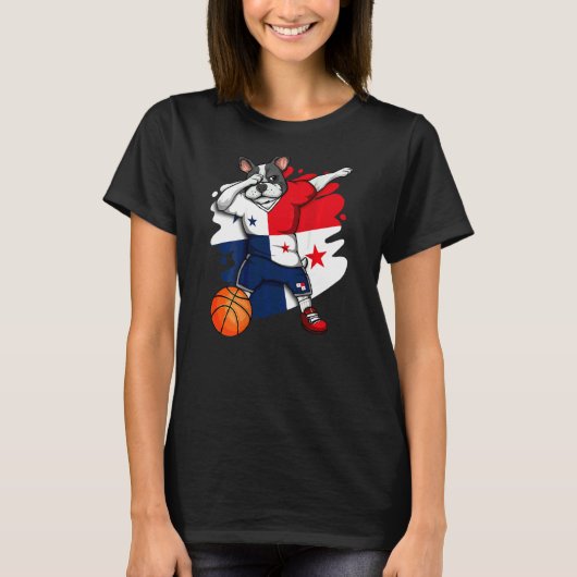 Dabbing French Bulldog Panama Basketball Fan Jerse T-shirt (Voorkant)