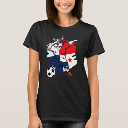 Dabbing French Bulldog Panama Soccer Fans Jersey F T-shirt (Voorkant)