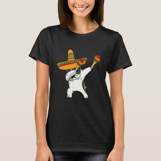 Dabbing French Bulldog Sombrero Mexican Cinco de M T-shirt (Voorkant)