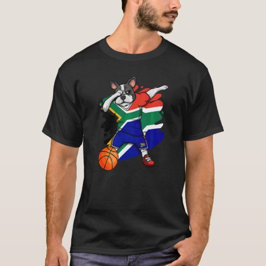 Dabbing French Bulldog South Africa Basketball Fan T-shirt (Voorkant)