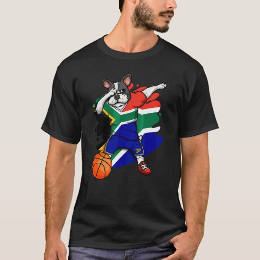 Dabbing French Bulldog South Africa Basketball Fan T-shirt (Voorkant)