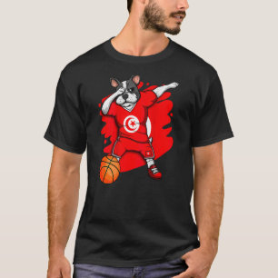Dabbing French Bulldog Tunesië Basketball Fan Jers T-shirt