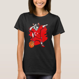 Dabbing French Bulldog Turkey Basketball Fan Jerse T-shirt