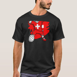 Dabbing French Bulldog Zwitserland Volleyball Fan T-shirt