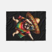 Dabbing Frenchie Hond Sombrero Mexicaanse Poncho C Fleece Deken (Voorkant (Horizontaal))