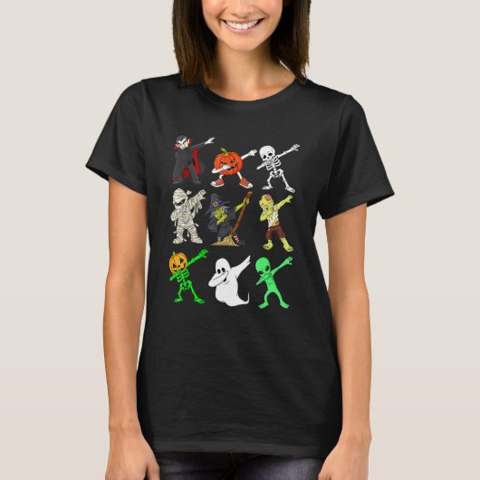 Dabbing Funny Skeleton Zombie Vampire Ghost Dance T-shirt (Voorkant)