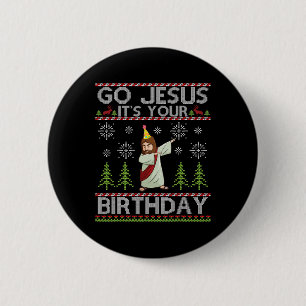 Dabbing Ga Jezus Het Is Je Verjaardag Prettig Kers Ronde Button 5,7 Cm