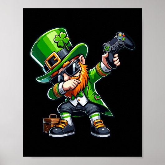 Dabbing Gamer Leprechaun Dab Dance St Pattys St Pa Poster (Voorkant)