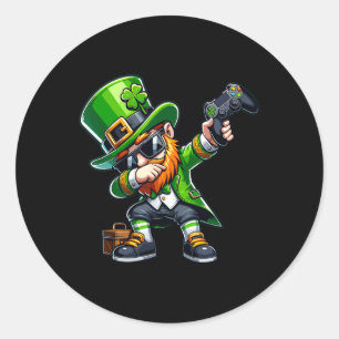 Dabbing Gamer Leprechaun Dab Dance St Pattys St Pa Ronde Sticker