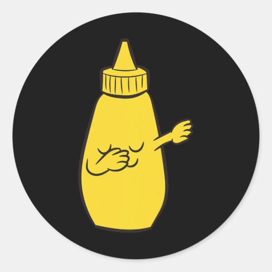 Dabbing Gele Mosterd Knijp Fles Grappig Dansen Ronde Sticker (Voorkant)