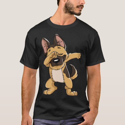 Dabbing German Shepherd Dog   Boys Kids Dab Dance T-shirt (Voorkant)
