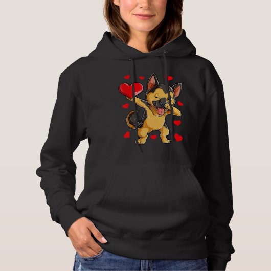 Dabbing German Shepherd Heart Valentines Day Boys  Hoodie (Voorkant)