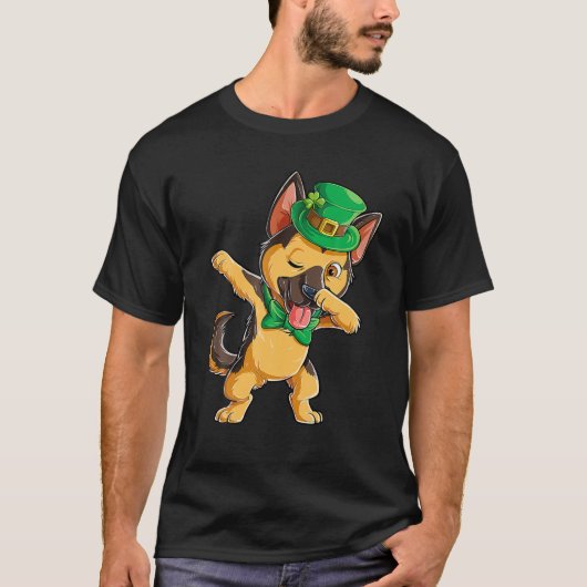 Dabbing German Shepherd St Patricks Day Boys Lepre T-shirt (Voorkant)