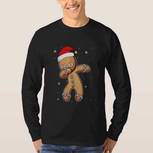 Dabbing Gingerbread  Christmas Pajama Santa Hat Ki T-shirt (Voorkant)
