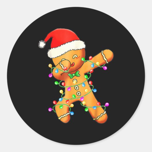 Dabbing Gingerbread Christmas  Ronde Sticker (Voorkant)