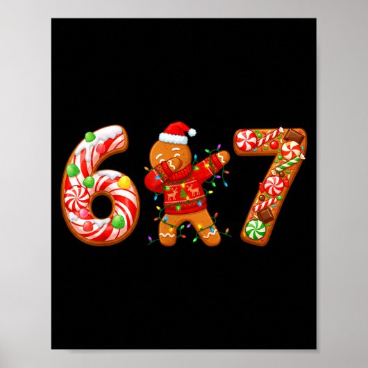 Dabbing Gingerbread Man 67 Meme Candy Christmas Sw Poster (Voorkant)