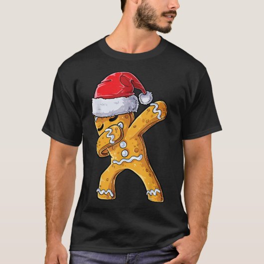 Dabbing Gingerbread Man Funny Christmas Design T-shirt (Voorkant)