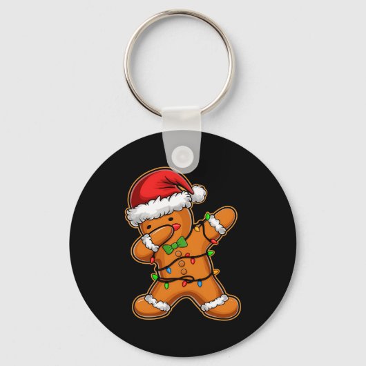 Dabbing Gingerbread Tree Light Christmas T Shirt  Sleutelhanger (Voorkant)
