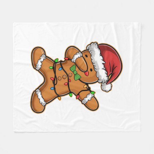 Dabbing Gingerbread Tree Light Kerstmis Fleece Deken (Voorkant (Horizontaal))