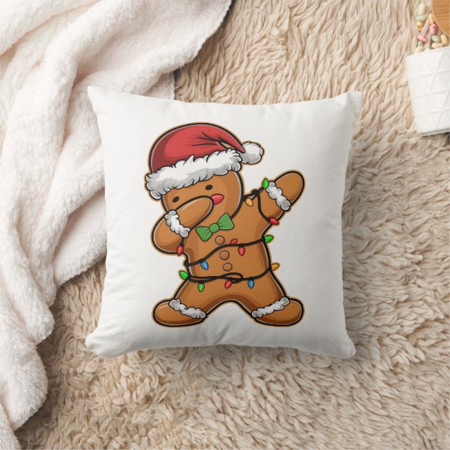 Dabbing Gingerbread Tree Light Kerstmis Kussen (Deken)