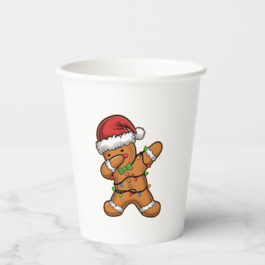 Dabbing Gingerbread Tree Light Kerstmis Papieren Bekers (Voorkant)